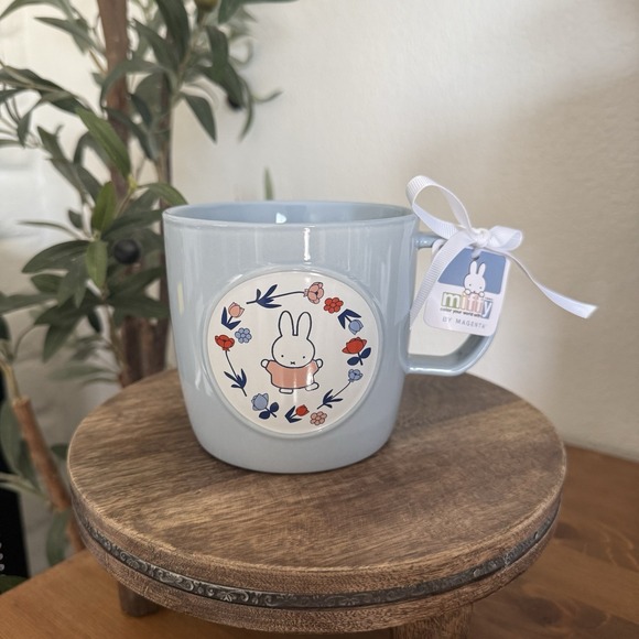 Magenta Other - NWT Magenta Miffy Bunny Spring Cute Floral Design Pastel Blue Ceramic Mug Cup